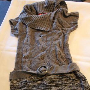 Cherry Stix Girls Gray Tunic Top/Dress With Belt ~ Size Large 6X (D)